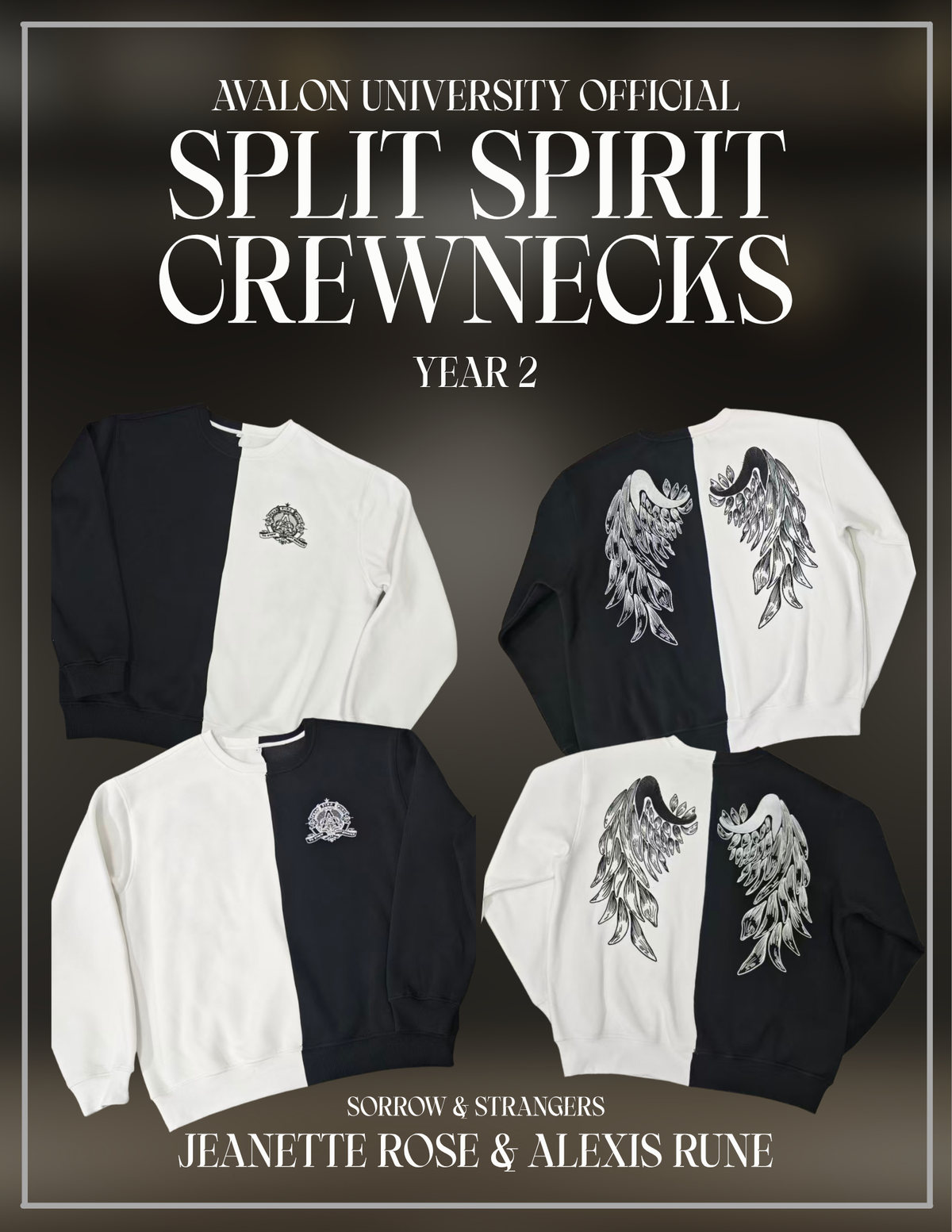 ✨RELEASE EVENT PREORDER EXCLUSIVE✨ Avalon University Split Spirit Crewnecks